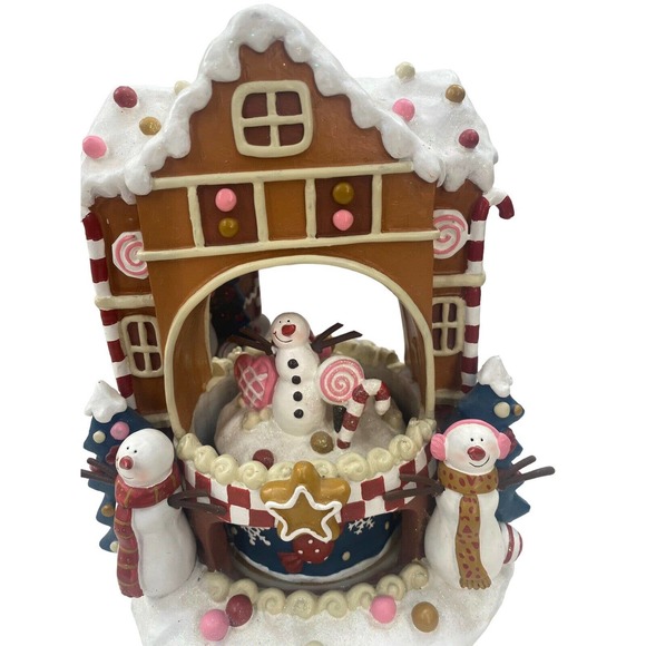 Gingerbread House Musical Rotating Snowman Music Box by Studio Nova W/Box - Picture 11 of 16